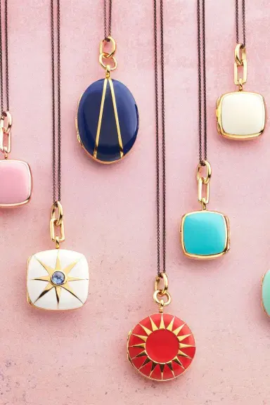 MONICA RICH KOSANN White Enamel Blue Sapphire Cushion Locket Necklace | Thumbnail 4 MONICA RICH KOSANN White Enamel Blue Sapphire Cushion Locket Necklace | Thumbnail 4