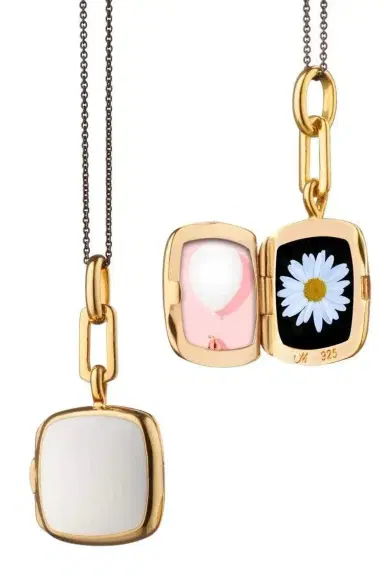 MONICA RICH KOSANN White Enamel Cushion Locket Necklace | Thumbnail 1 MONICA RICH KOSANN White Enamel Cushion Locket Necklace | Thumbnail 1