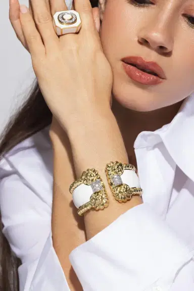 DAVID WEBB White Enamel Rope Cuff Bracelet | Thumbnail 3