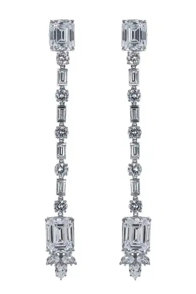 FANTASIA by DESERIO White Free Fall Drop Earrings | Thumbnail 1