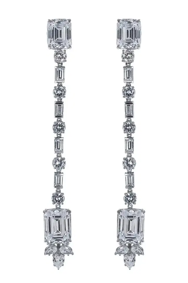 FANTASIA by DESERIO White Free Fall Drop Earrings