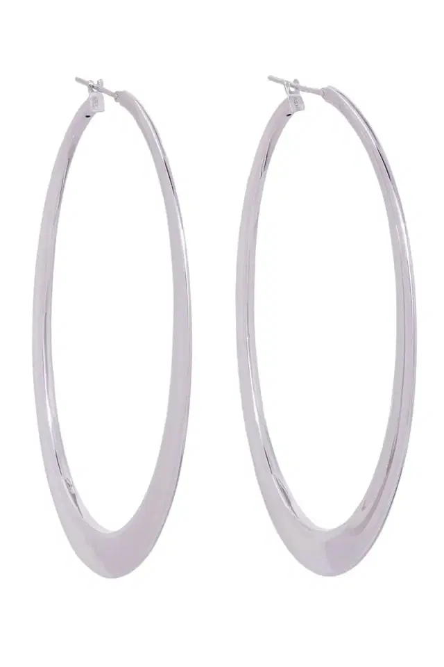 SIDNEY GARBER White Gold Crescent Hoops