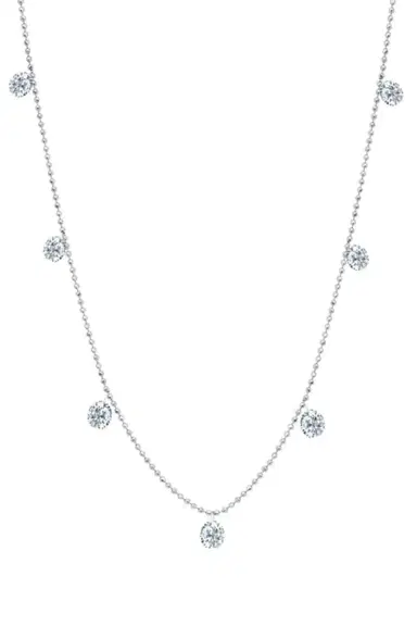 GRAZIELA White Gold Small Floating Diamond Necklace | Thumbnail 1