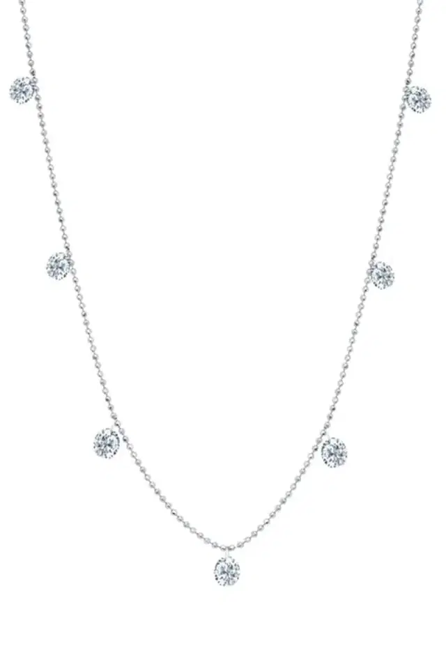 GRAZIELA White Gold Small Floating Diamond Necklace