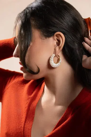 Gas Bijoux White Large Izzia Strass Earrings | Thumbnail 4 Gas Bijoux White Large Izzia Strass Earrings | Thumbnail 4