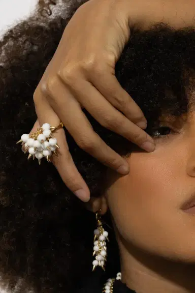 ALETTO BROTHERS White Onyx Diamond Spiked Muse Ring | Thumbnail 3