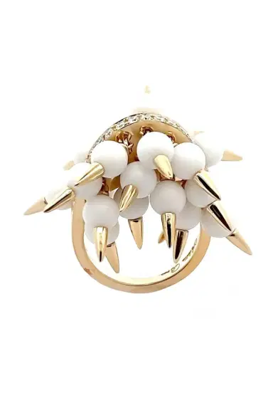 ALETTO BROTHERS White Onyx Diamond Spiked Muse Ring | Thumbnail 1