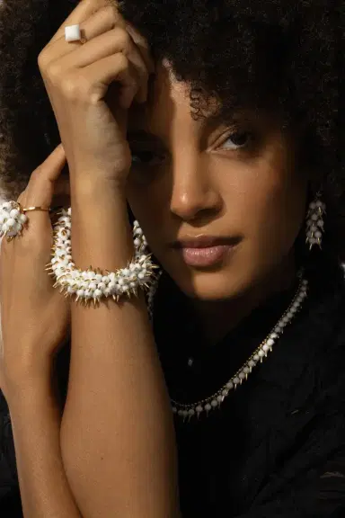ALETTO BROTHERS White Onyx Spiked Muse Bracelet | Thumbnail 4