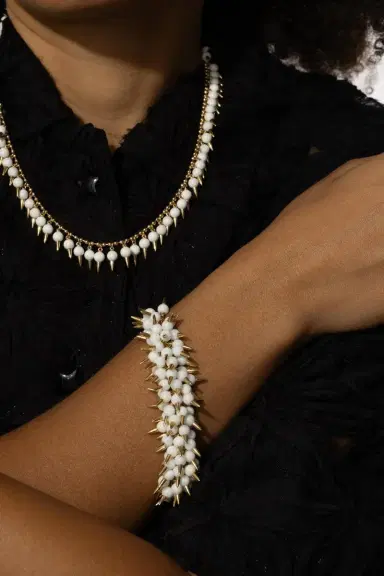 ALETTO BROTHERS White Onyx Spiked Muse Bracelet | Thumbnail 6