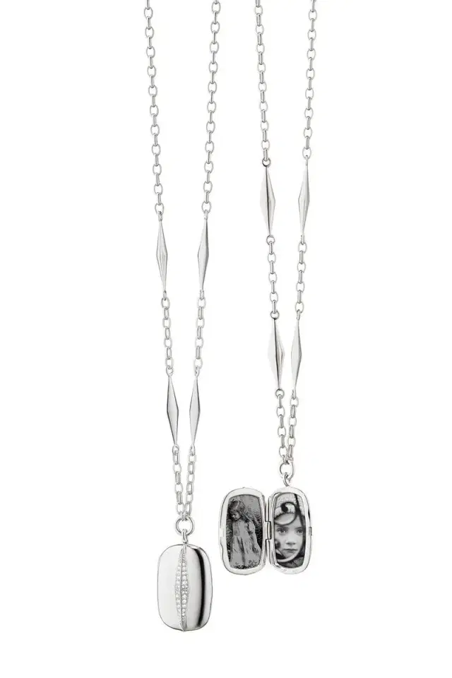 MONICA RICH KOSANN White Sapphire Points North Locket Necklace
