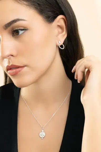 MONICA RICH KOSANN White Sapphire Small Galaxy Wrap Hoop Earrings | Thumbnail 4 MONICA RICH KOSANN White Sapphire Small Galaxy Wrap Hoop Earrings | Thumbnail 4