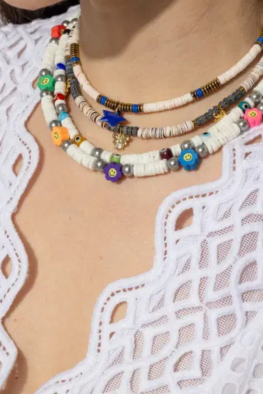 HIJAS DE PUKA White Shell Multicolor Evil Eye Necklace | Thumbnail 2 HIJAS DE PUKA White Shell Multicolor Evil Eye Necklace | Thumbnail 2