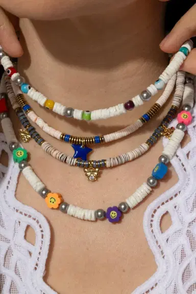 HIJAS DE PUKA White Shell Multicolor Evil Eye Necklace | Thumbnail 3 HIJAS DE PUKA White Shell Multicolor Evil Eye Necklace | Thumbnail 3