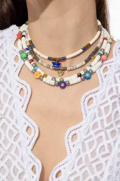 HIJAS DE PUKA White Shell Multicolor Evil Eye Necklace | Thumbnail 4 HIJAS DE PUKA White Shell Multicolor Evil Eye Necklace | Thumbnail 4