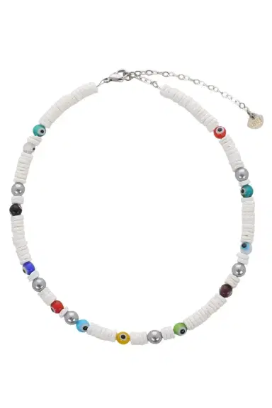 HIJAS DE PUKA White Shell Multicolor Evil Eye Necklace | Thumbnail 1 HIJAS DE PUKA White Shell Multicolor Evil Eye Necklace | Thumbnail 1