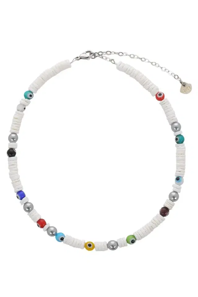 White Shell Multicolor Evil Eye Necklace