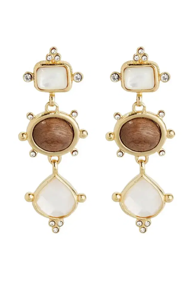 Gas Bijoux White Tiki Three Earrings