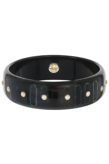 MARK DAVIS White Topaz Black Bakelite Bangle | Thumbnail 1 MARK DAVIS White Topaz Black Bakelite Bangle | Thumbnail 1
