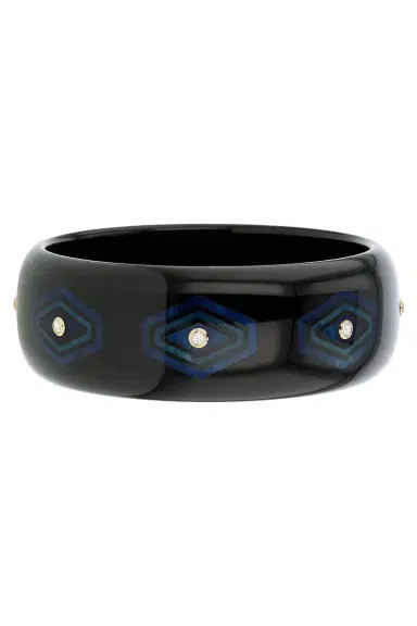 MARK DAVIS White Topaz Black Bakelite Bangle | Thumbnail 1 MARK DAVIS White Topaz Black Bakelite Bangle | Thumbnail 1