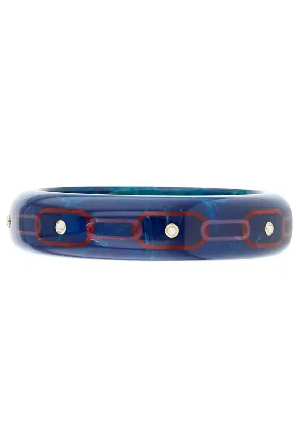 MARK DAVIS White Topaz Blue Bakelite Bangle