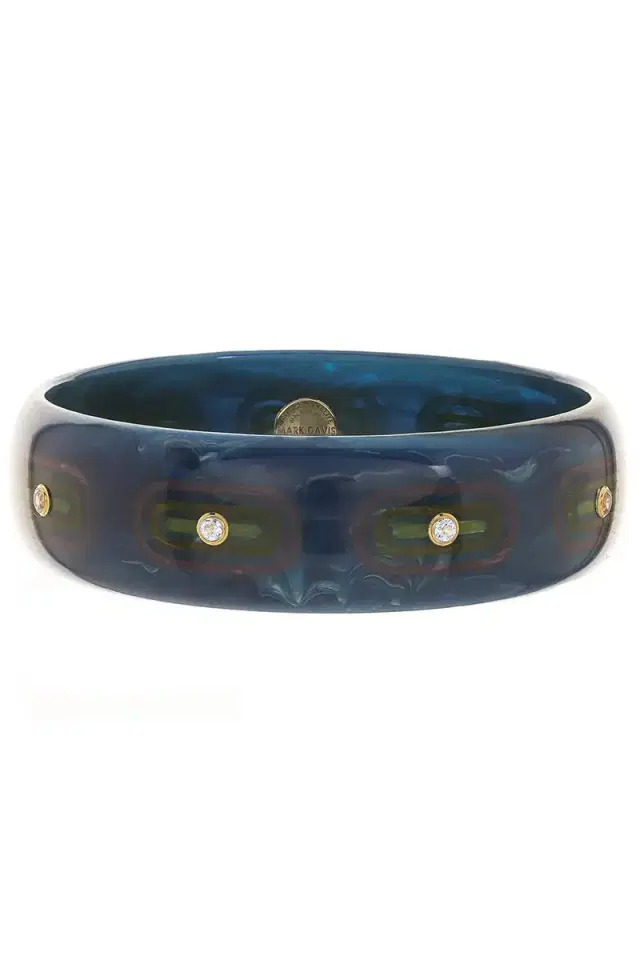 MARK DAVIS White Topaz Blue Bakelite Bangle