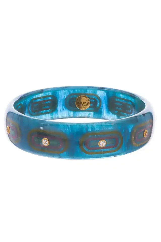 MARK DAVIS White Topaz Blue Bakelite Bangle