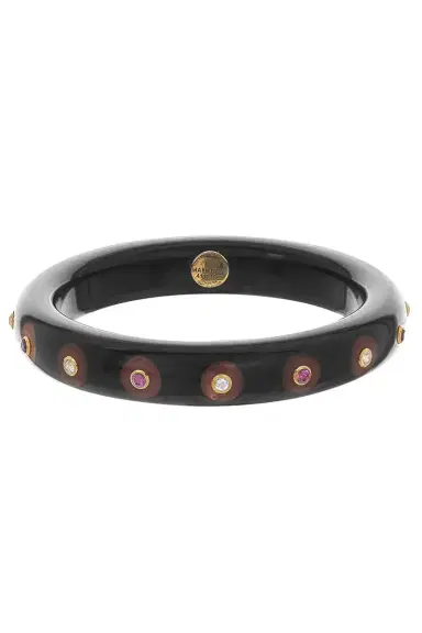 MARK DAVIS White Topaz Garnet Black Bakelite Bangle | Thumbnail 1 MARK DAVIS White Topaz Garnet Black Bakelite Bangle | Thumbnail 1