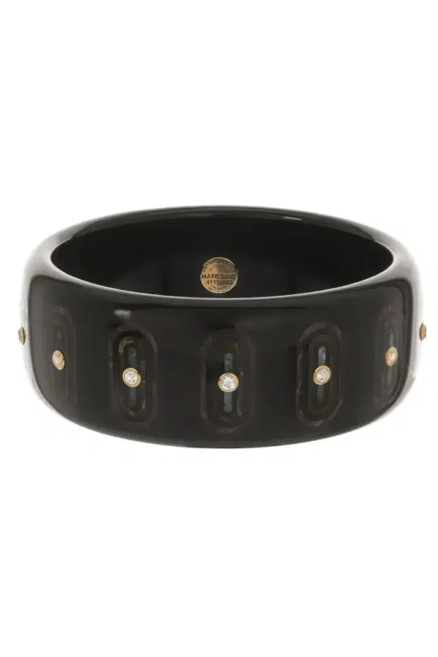 MARK DAVIS White Topaz Garnet Black Bakelite Bangle