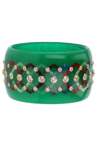MARK DAVIS White Topaz Green Bakelite Bangle | Thumbnail 1 MARK DAVIS White Topaz Green Bakelite Bangle | Thumbnail 1