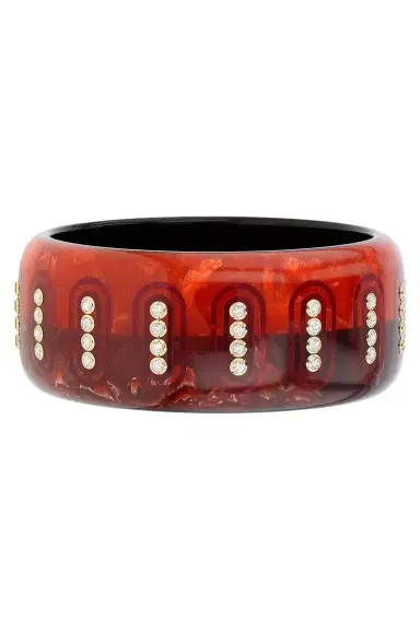 MARK DAVIS White Topaz Orange Red Bakelite Bangle | Thumbnail 1 MARK DAVIS White Topaz Orange Red Bakelite Bangle | Thumbnail 1