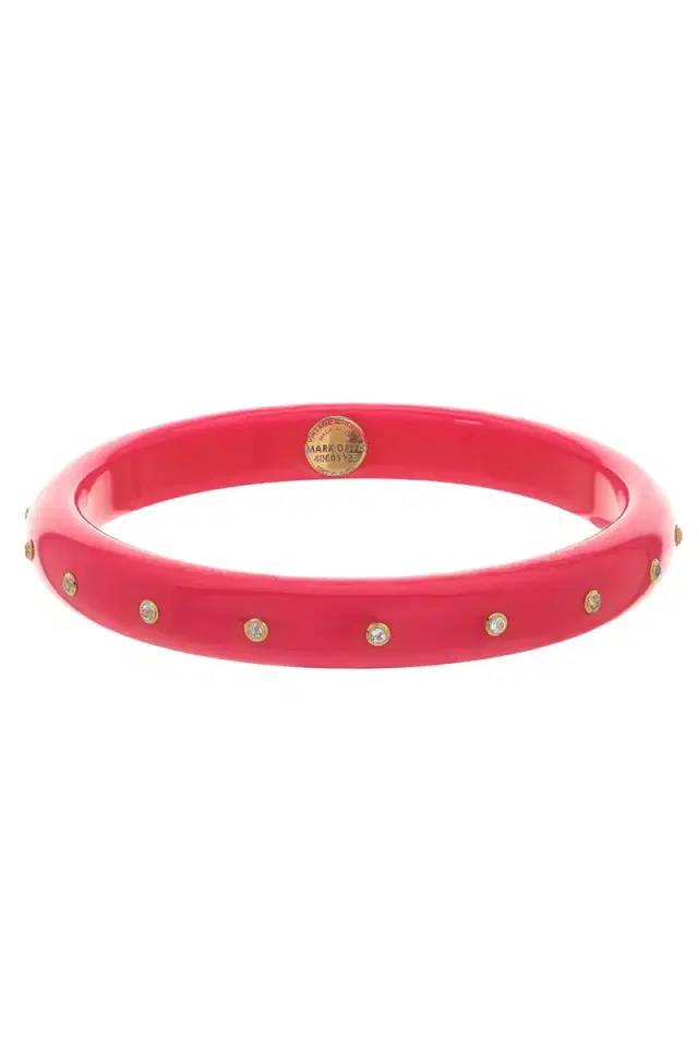 MARK DAVIS White Topaz Pink Bakelite Bangle