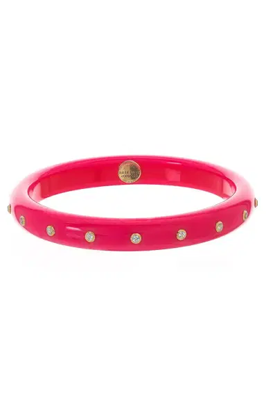 MARK DAVIS White Topaz Pink Bakelite Bangle | Thumbnail 1