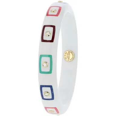 MARK DAVIS White Topaz Pink Orange Bakelite Bangle | Thumbnail 2
