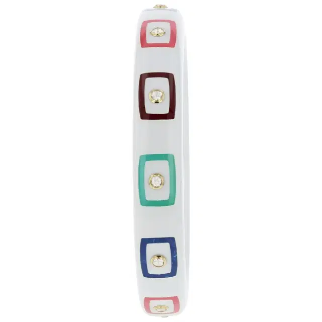 MARK DAVIS White Topaz Pink Orange Bakelite Bangle