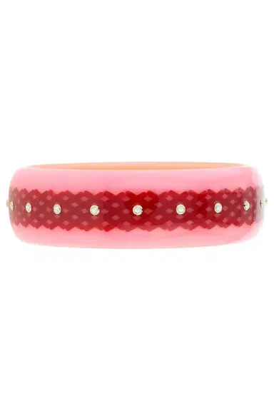 MARK DAVIS White Topaz Pink Red Bakelite Bangle | Thumbnail 1