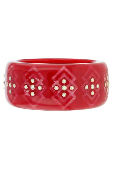 MARK DAVIS White Topaz Red Pink Bakelite Bangle | Thumbnail 1 MARK DAVIS White Topaz Red Pink Bakelite Bangle | Thumbnail 1