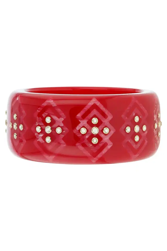 MARK DAVIS White Topaz Red Pink Bakelite Bangle