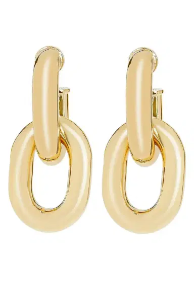 Rabanne XL Gold Link Hoop Earrings | Thumbnail 1