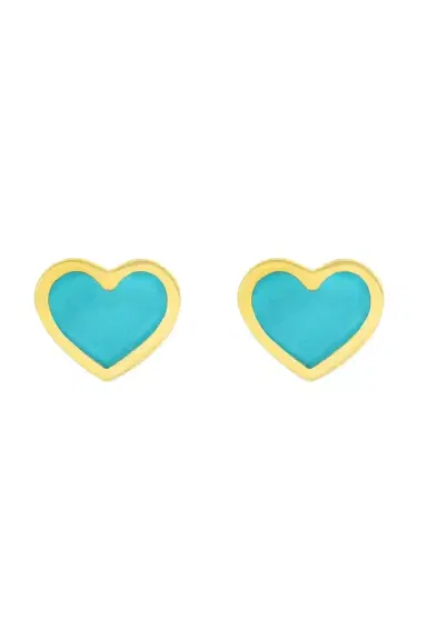 Jennifer Meyer XS Turquoise Inlay Heart Studs | Thumbnail 1