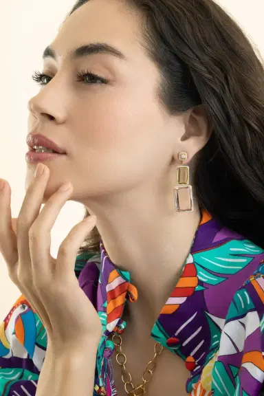 GOSHWARA Yellow Beryl Morganite G-One Earrings | Thumbnail 3
