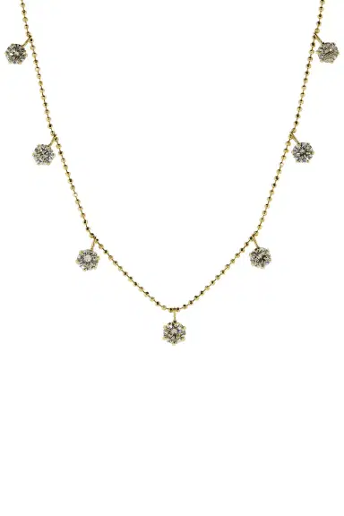 GRAZIELA Yellow Gold Medium Floating Diamond Necklace | Thumbnail 1