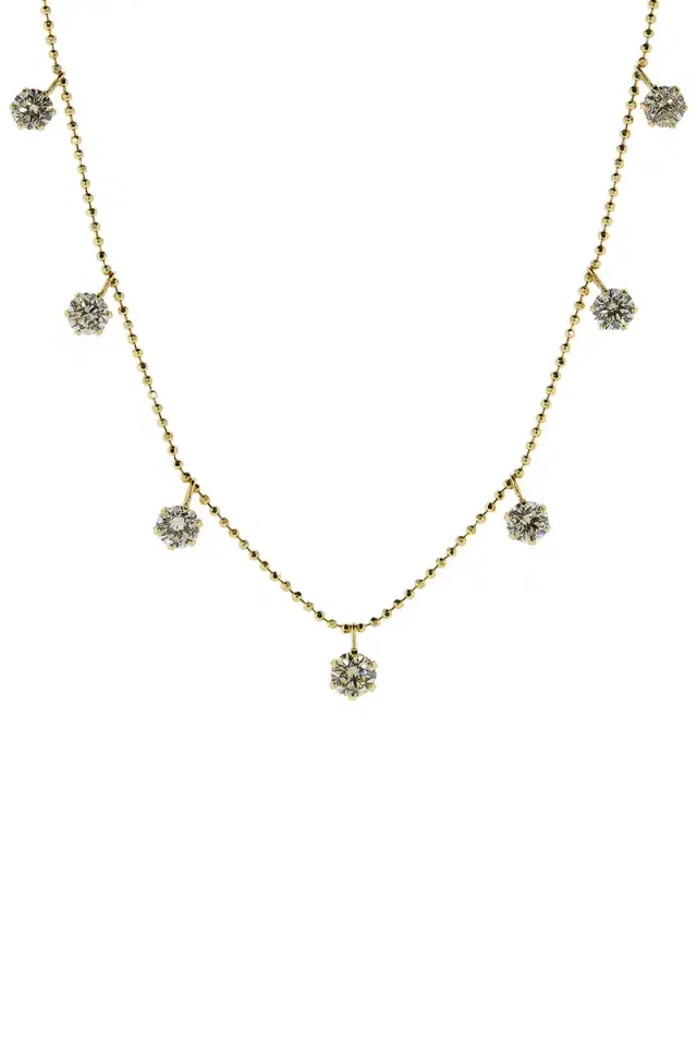 GRAZIELA Yellow Gold Medium Floating Diamond Necklace