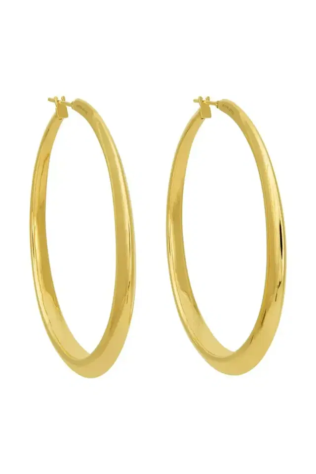SIDNEY GARBER Yellow Gold Oval Hoop Earrings