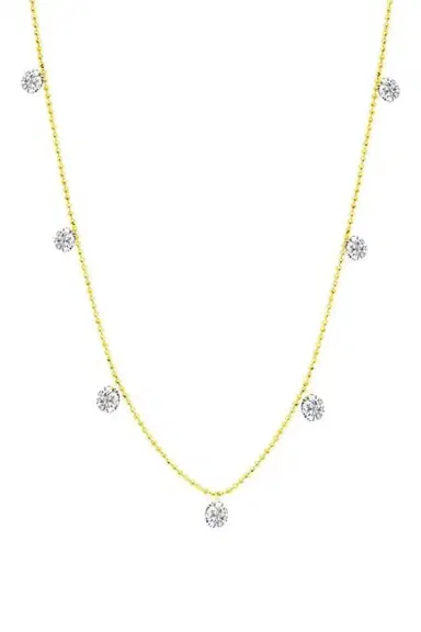 GRAZIELA Yellow Gold Small Floating Diamond Necklace | Thumbnail 1