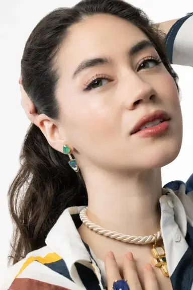 DENISE CASSOU Yellow Opal Emerald Earrings | Thumbnail 2