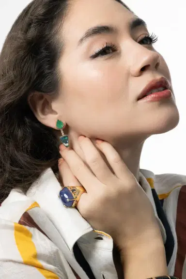 DENISE CASSOU Yellow Opal Emerald Earrings | Thumbnail 3