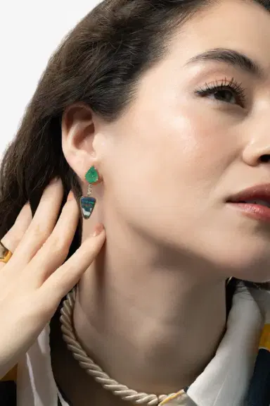 DENISE CASSOU Yellow Opal Emerald Earrings | Thumbnail 4