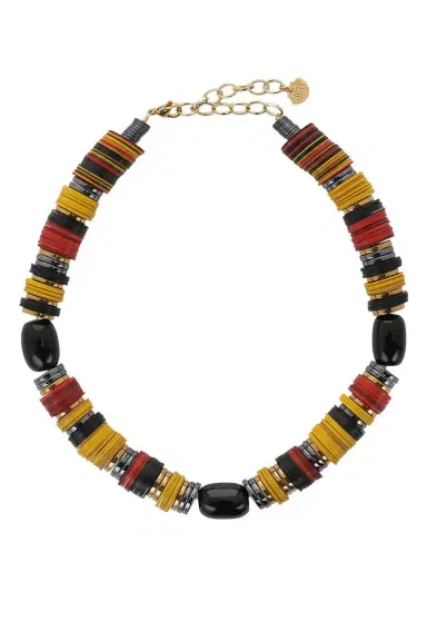 HIJAS DE PUKA Yellow Red Black Rondelle Necklace | Thumbnail 1