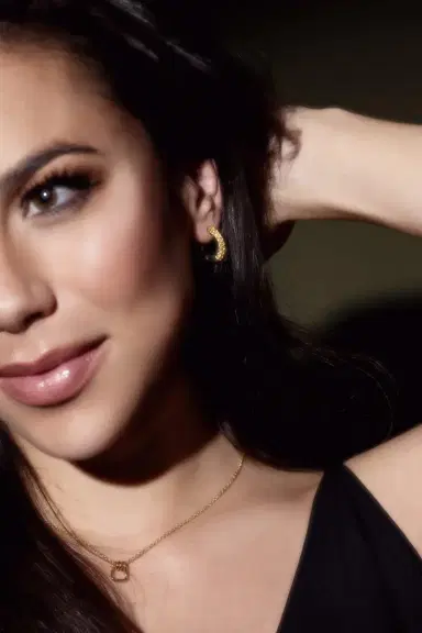 GRAZIELA Yellow Sapphire 3 Sided Hoop Earrings | Thumbnail 3