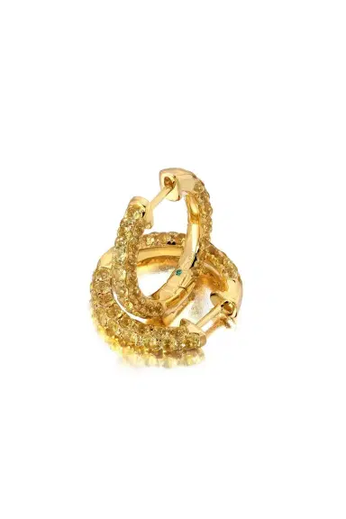 GRAZIELA Yellow Sapphire 3 Sided Hoop Earrings | Thumbnail 5